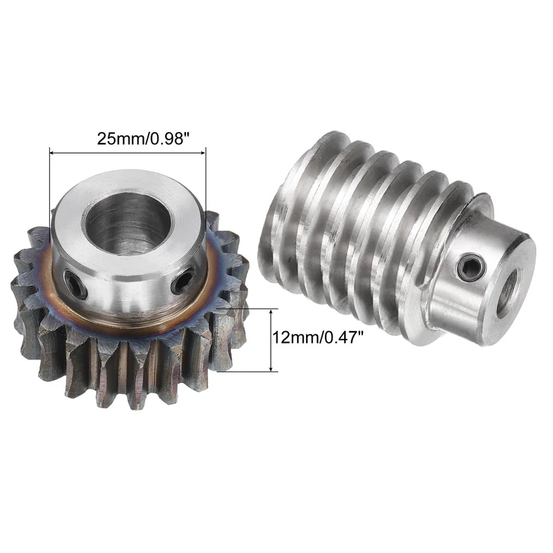 Worm Gear Set 1.5 Module 20:1 Reduction Rate Gear-12mm ID 33mm OD, Rod 8mm Bore