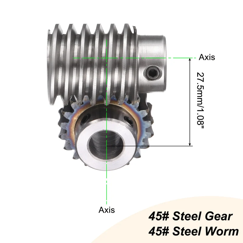 Worm Gear Set 1.5 Module 20:1 Reduction Rate Gear-12mm ID 33mm OD, Rod 8mm Bore
