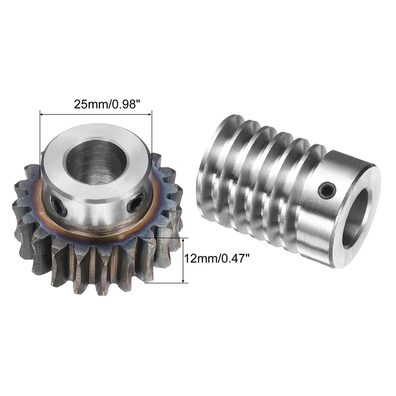 Worm Gear Set 1.5 Module 20:1 Reduction Rate Gear-12mm ID 33mm OD, Rod 15mm Bore