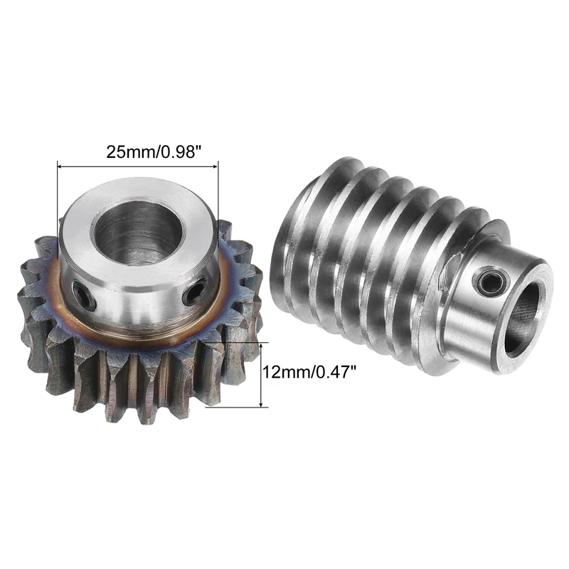 Worm Gear Set 1.5 Module 20:1 Reduction Rate Gear-12mm ID 33mm OD, Rod 12mm Bore
