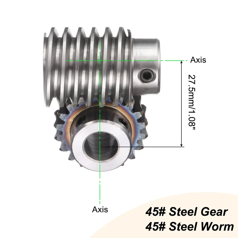 Worm Gear Set 1.5 Module 20:1 Reduction Rate Gear-12mm ID 33mm OD, Rod 12mm Bore