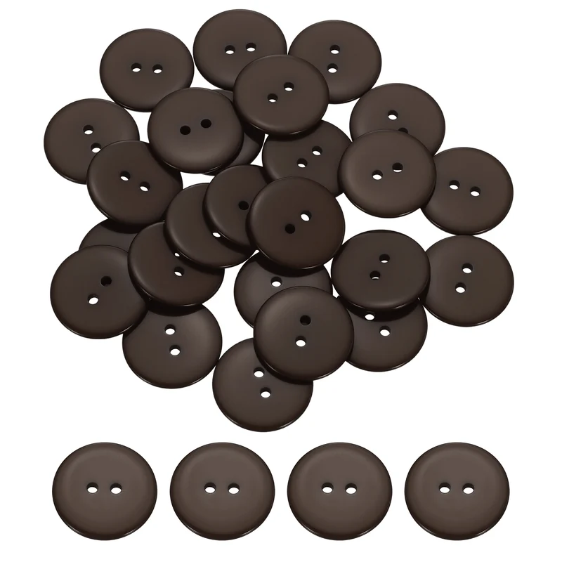 25 Pcs 30mm Resin Sewing Buttons, 2 Hole for Sewing Coats Shirts, Coffee