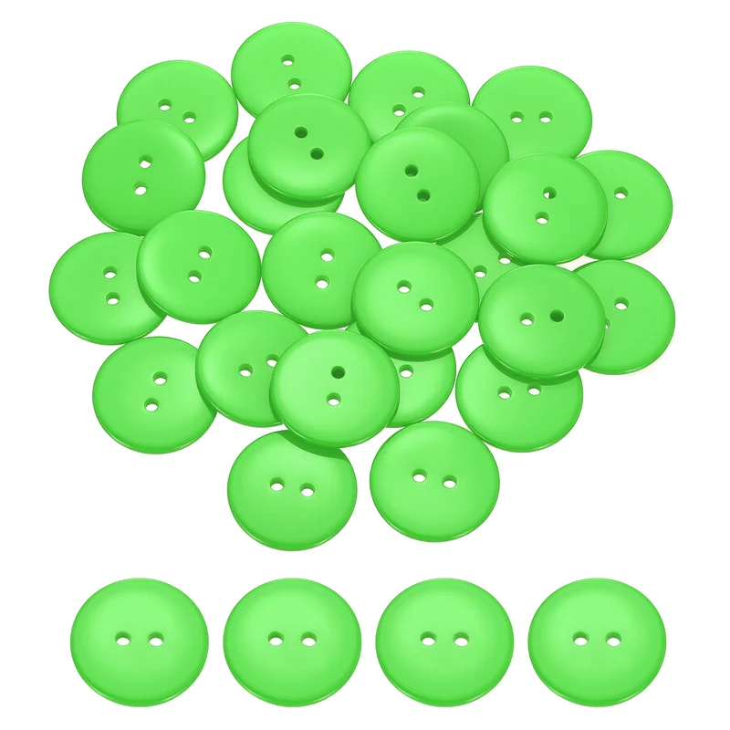 25 Pcs 30mm Resin Sewing Buttons, 2 Hole for Sewing Coats Shirts, Grass Green
