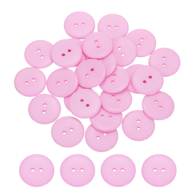 25 Pcs 30mm Resin Sewing Buttons, 2 Hole for Sewing Coats Shirts, Light Pink