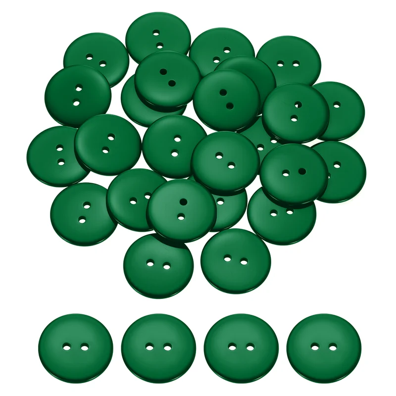25 Pcs 30mm Resin Sewing Buttons, 2 Hole for Sewing Coats Shirts, Dark Green