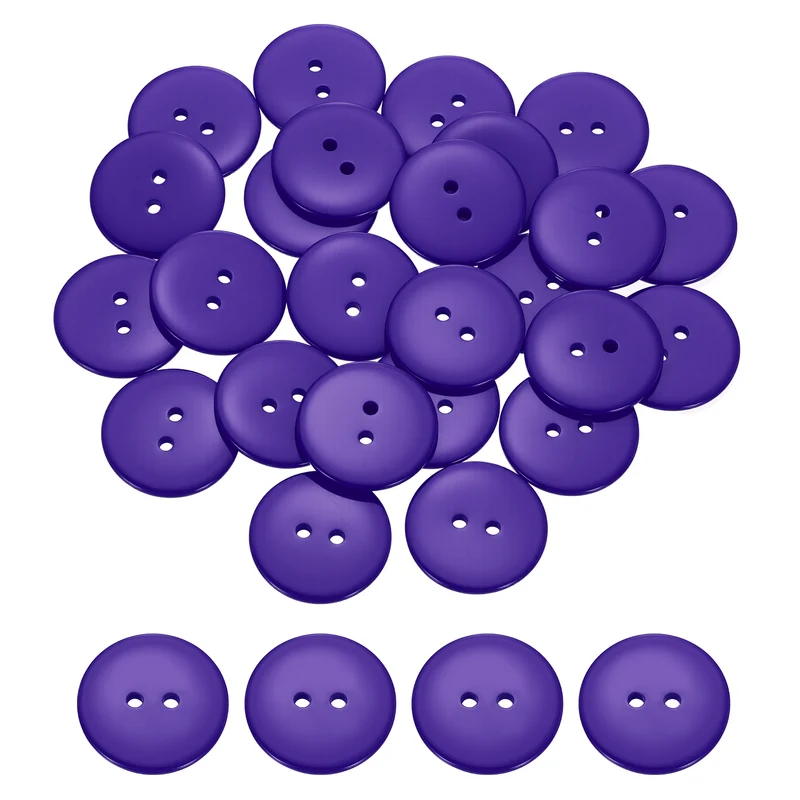 25 Pcs 30mm Resin Sewing Buttons, 2 Hole for Sewing Coats Shirts, Deep Purple