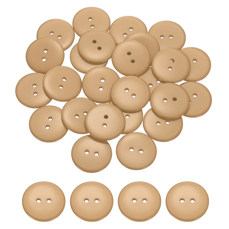 25 Pcs 30mm Resin Sewing Buttons, 2 Hole for Sewing Coats Shirts, Camel