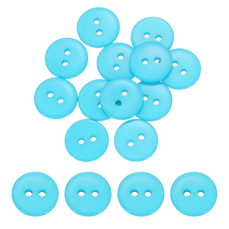 16 Pcs 15mm Resin Sewing Buttons, 2 Hole for Sewing Coats Shirts, Lake Blue