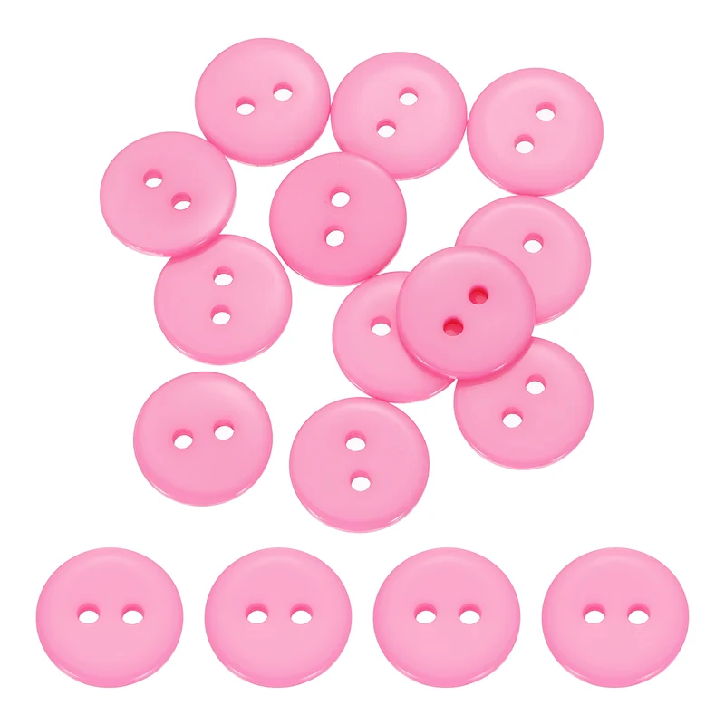 16 Pcs 15mm Resin Sewing Buttons, 2 Hole for Sewing Coats Shirts, Pink