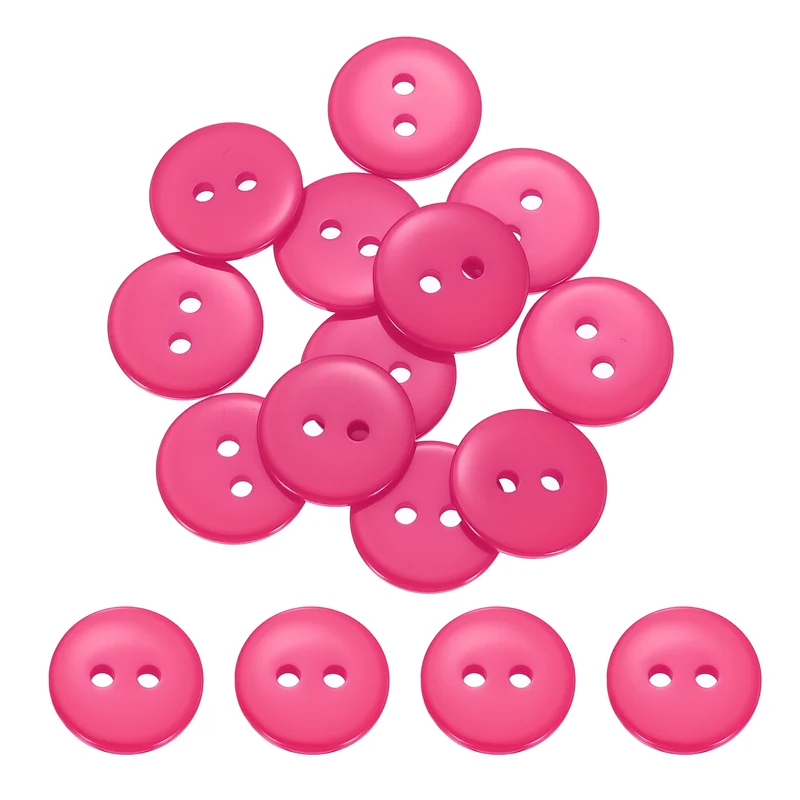 16 Pcs 15mm Resin Sewing Buttons, 2 Hole for Sewing Coats Shirts, Rose Red