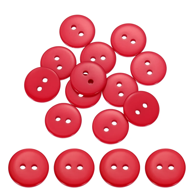 16 Pcs 15mm Resin Sewing Buttons, 2 Hole for Sewing Coats Shirts, Bright Red
