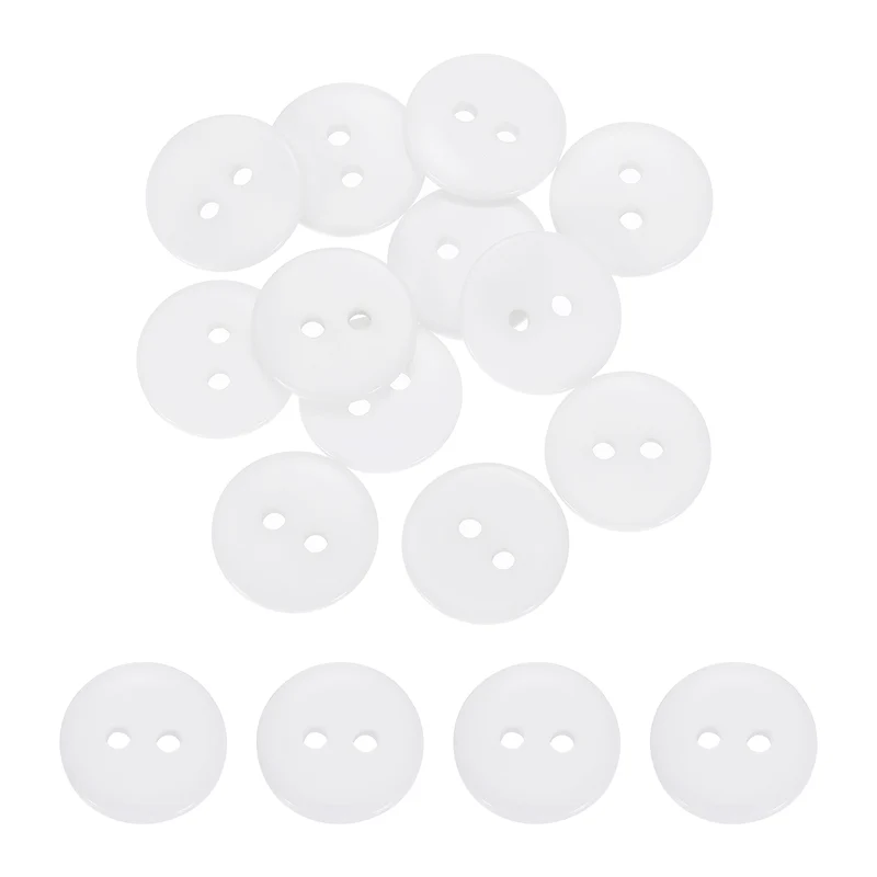 16 Pcs 15mm Resin Sewing Buttons, 2 Hole for Sewing Coats Shirts, White