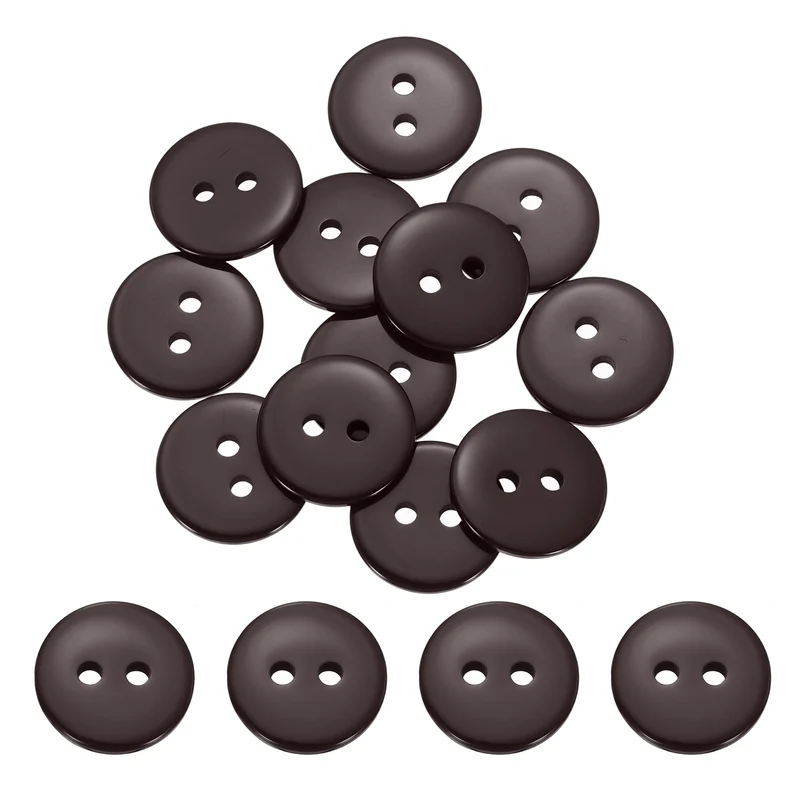16 Pcs 15mm Resin Sewing Buttons, 2 Hole for Sewing Coats Shirts, Coffee