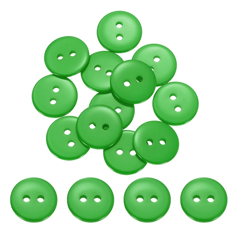 16 Pcs 15mm Resin Sewing Buttons, 2 Hole for Sewing Coats Shirts, Grass Green