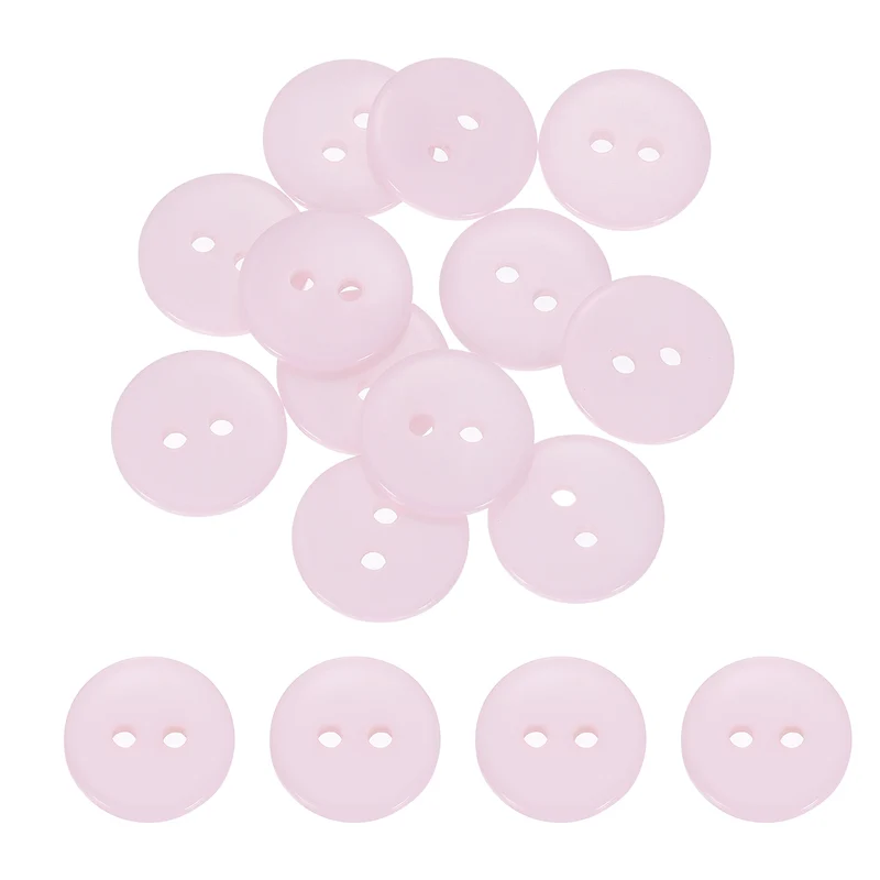 16 Pcs 15mm Resin Sewing Buttons, 2 Hole for Sewing Coats Shirts, Light Pink