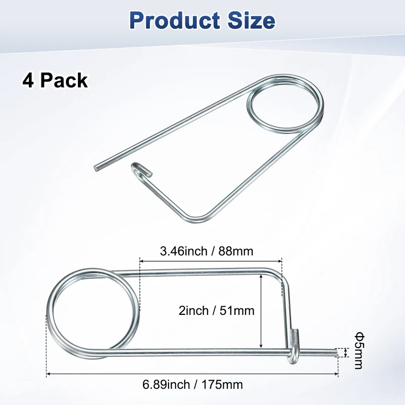 4-Pack Brooch Shape Cotter Safety Pin, 5x88mm Quick Lock Brooch Fastener