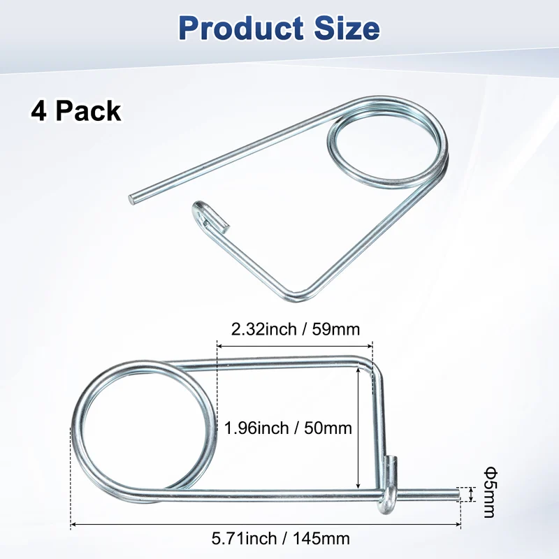 4-Pack Brooch Shape Cotter Safety Pin, 5x59mm Quick Lock Brooch Fastener