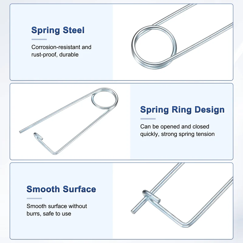 8-Pack Brooch Shape Cotter Safety Pin, 4x100mm Quick Lock Brooch Fastener