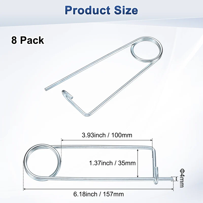 8-Pack Brooch Shape Cotter Safety Pin, 4x100mm Quick Lock Brooch Fastener