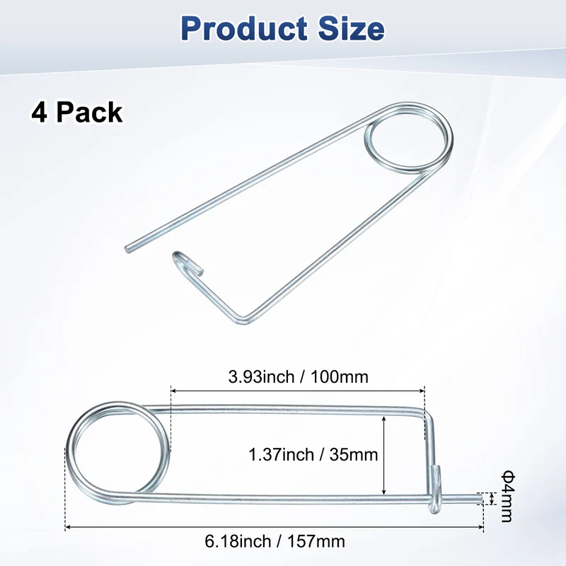4-Pack Brooch Shape Cotter Safety Pin, 4x100mm Quick Lock Brooch Fastener