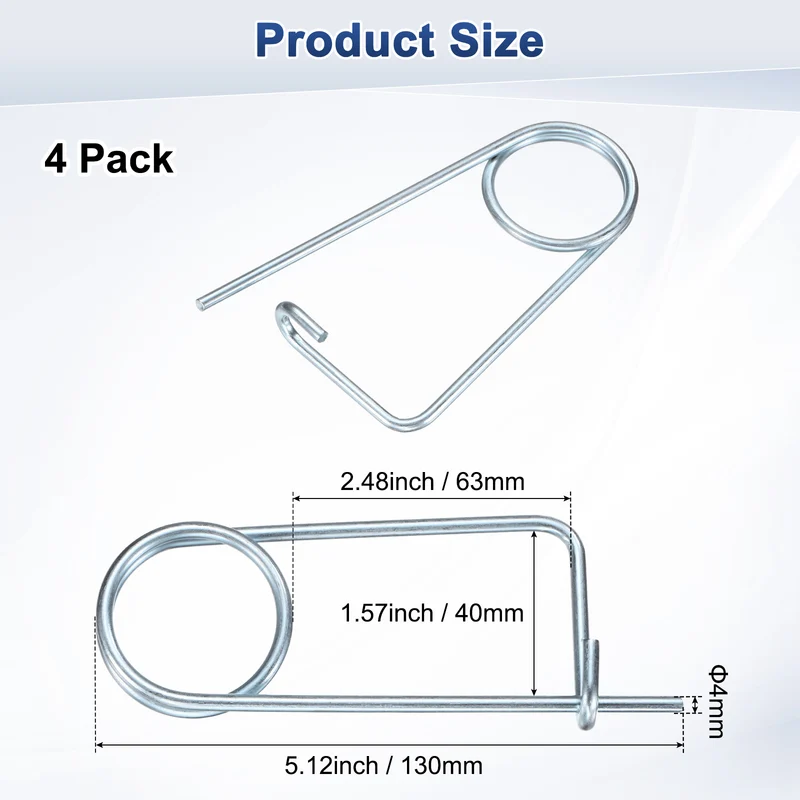 4-Pack Brooch Shape Cotter Safety Pin, 4x63mm Quick Lock Brooch Fastener