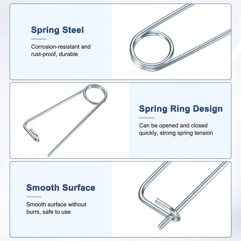 8-Pack Brooch Shape Cotter Safety Pin, 3.2x80mm Quick Lock Brooch Fastener