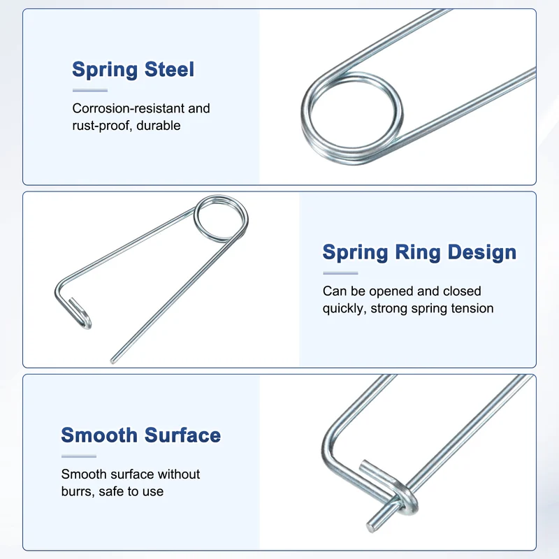 6-Pack Brooch Shape Cotter Safety Pin, 3.2x80mm Quick Lock Brooch Fastener