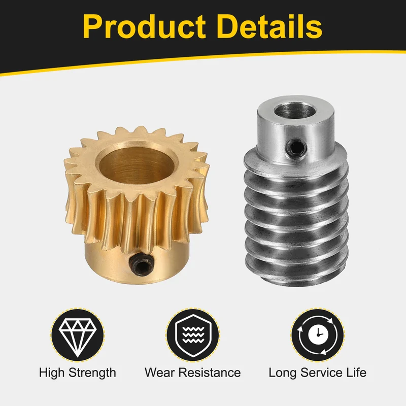 Worm Gear Set 1 Module 20:1 Reduction Rate(Gear-12mm Bore, Rod 5mm Bore)