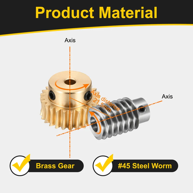 Worm Gear Set 1 Module 25:1 Reduction Rate(Gear-5mm Bore, Rod 5mm Bore)