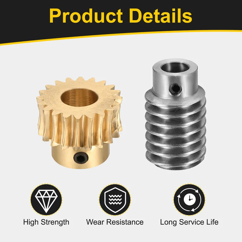 Worm Gear Set 1 Module 20:1 Reduction Rate(Gear-10mm Bore, Rod 8mm Bore)
