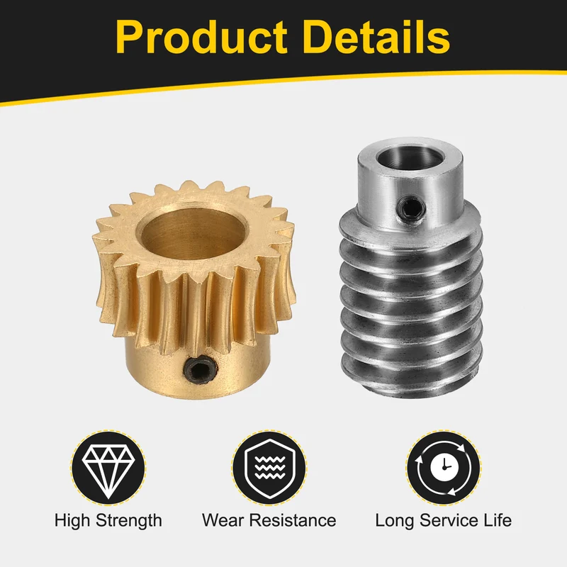 Worm Gear Set 1 Module 20:1 Reduction Rate(Gear-12mm Bore, Rod 8mm Bore)