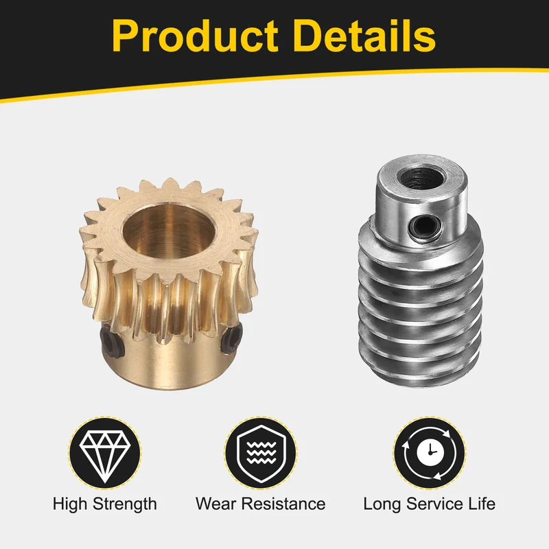 Worm Gear Set 1 Module 20:1 Reduction Rate(Gear-12mm Bore, Rod 6mm Bore)