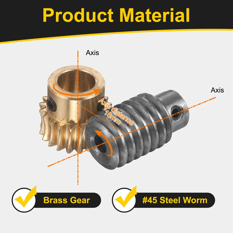 Worm Gear Set 1 Module 20:1 Reduction Rate(Gear-12mm Bore, Rod 6mm Bore)