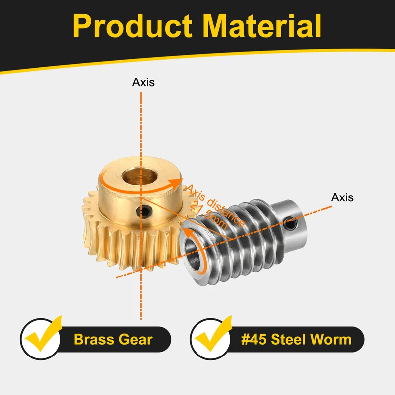 Worm Gear Set 1 Module 25:1 Reduction Rate(Gear-8mm Bore, Rod 5mm Bore)