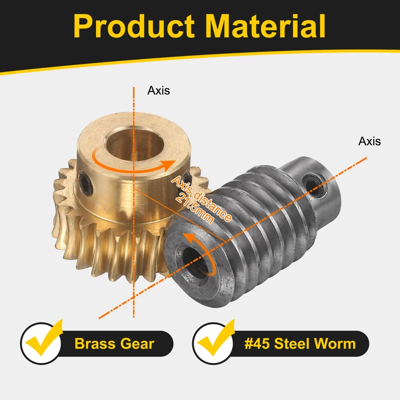 Worm Gear Set 1 Module 25:1 Reduction Rate(Gear-10mm Bore, Rod 6mm Bore)