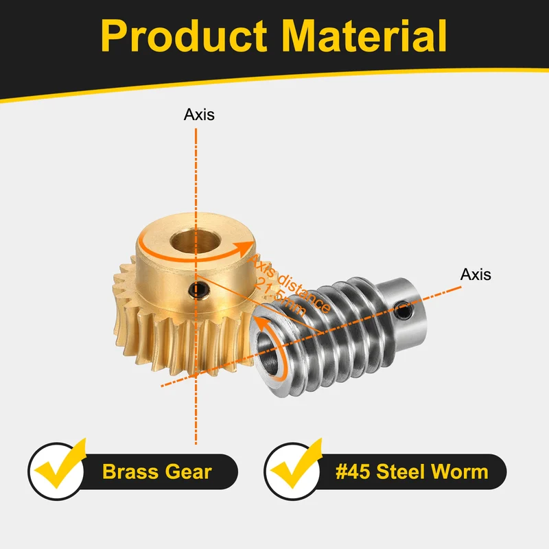 Worm Gear Set 1 Module 25:1 Reduction Rate(Gear-8mm Bore, Rod 8mm Bore)
