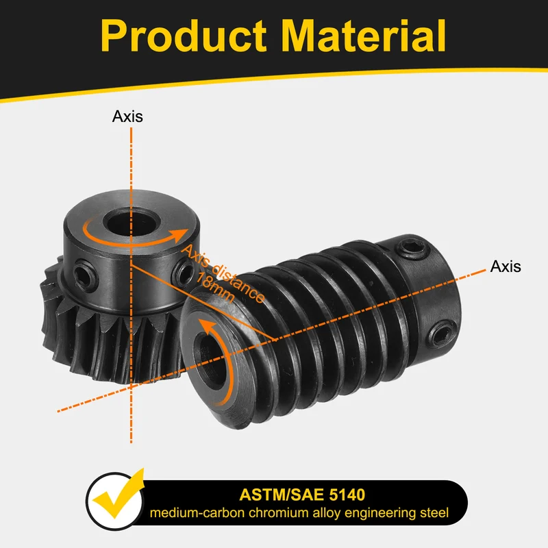Worm Gear Set 1 Module 1:20 Reduction Rate(Gear-6mm Bore, Rod 6mm Bore)