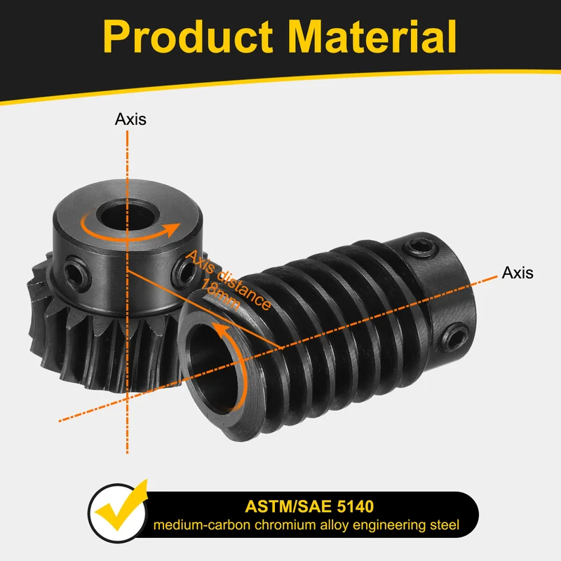 Worm Gear Set 1 Module 1:10 Reduction Rate(Gear-6mm Bore, Rod 10mm Bore)