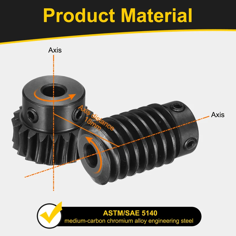 Worm Gear Set 1 Module 1:10 Reduction Rate(Gear-6mm Bore, Rod 8mm Bore)