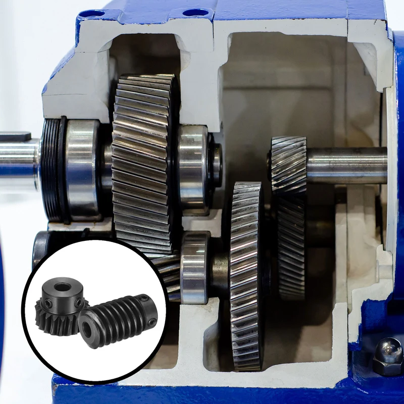 Worm Gear Set 1 Module 1:10 Reduction Rate(Gear-6mm Bore, Rod 6mm Bore)
