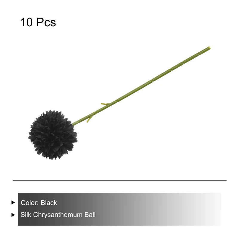 Artificial Flower Heads, Silk Chrysanthemum Hydrangea Black Faux Flowers 10Pcs