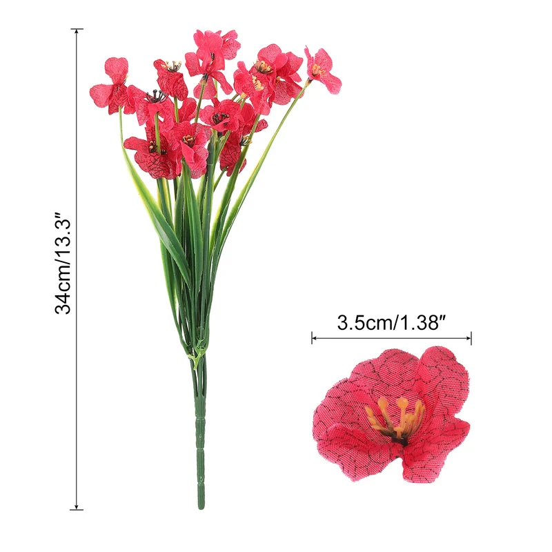 Artificial Flower Heads, Plastic Fake Plants Hydrangea Rose Red Faux 24Pcs