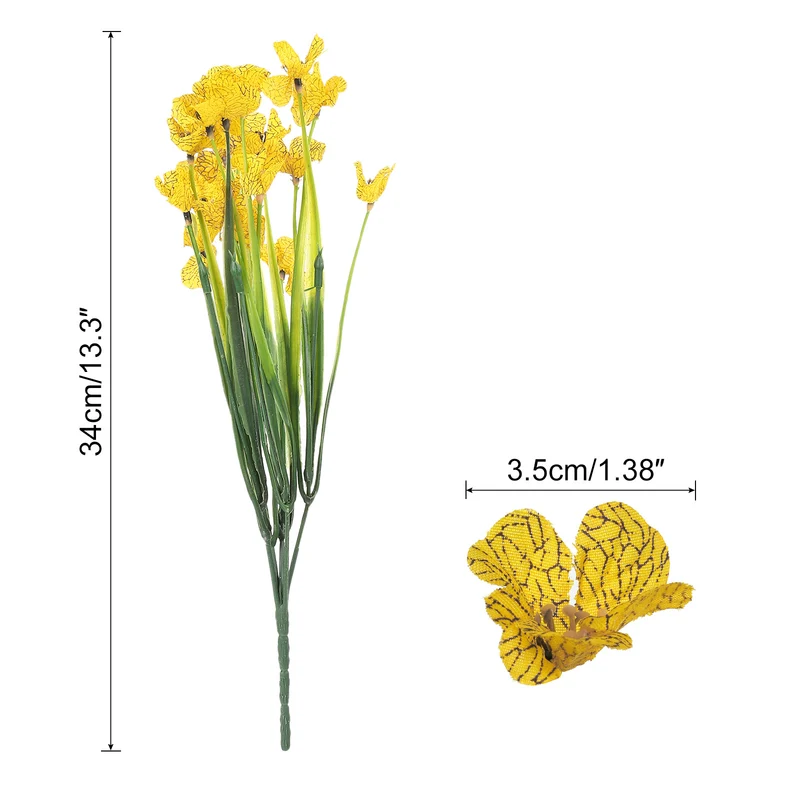Artificial Flower Heads, Plastic Fake Plants Hydrangea Yellow Faux Flowers 24Pcs
