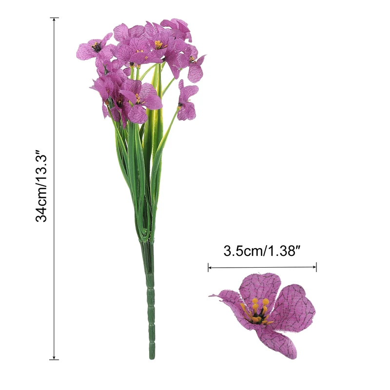 Artificial Flower Heads, Plastic Fake Plants Hydrangea Light Purple Faux 12Pcs