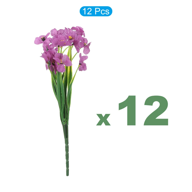 Artificial Flower Heads, Plastic Fake Plants Hydrangea Light Purple Faux 12Pcs