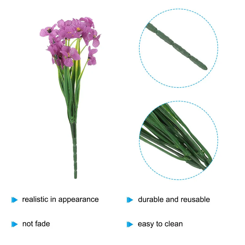 Artificial Flower Heads, Plastic Fake Plants Hydrangea Light Purple Faux 12Pcs