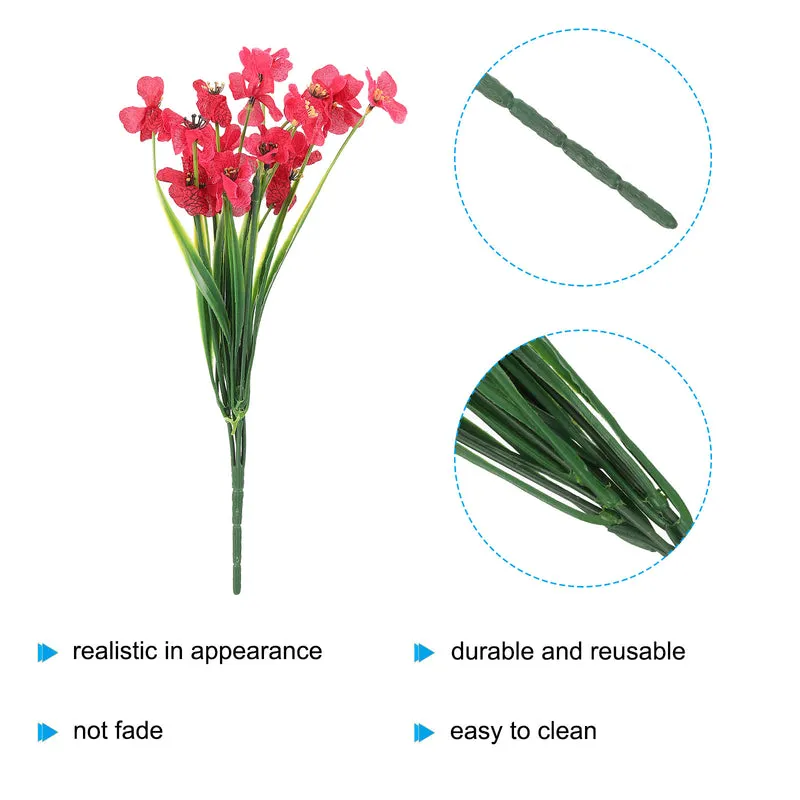 Artificial Flower Heads, Plastic Fake Plants Hydrangea Rose Red Faux 12Pcs