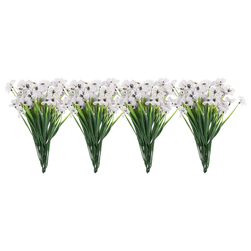 Artificial Flower Heads, Plastic Fake Plants Hydrangea White Faux Flowers 12Pcs