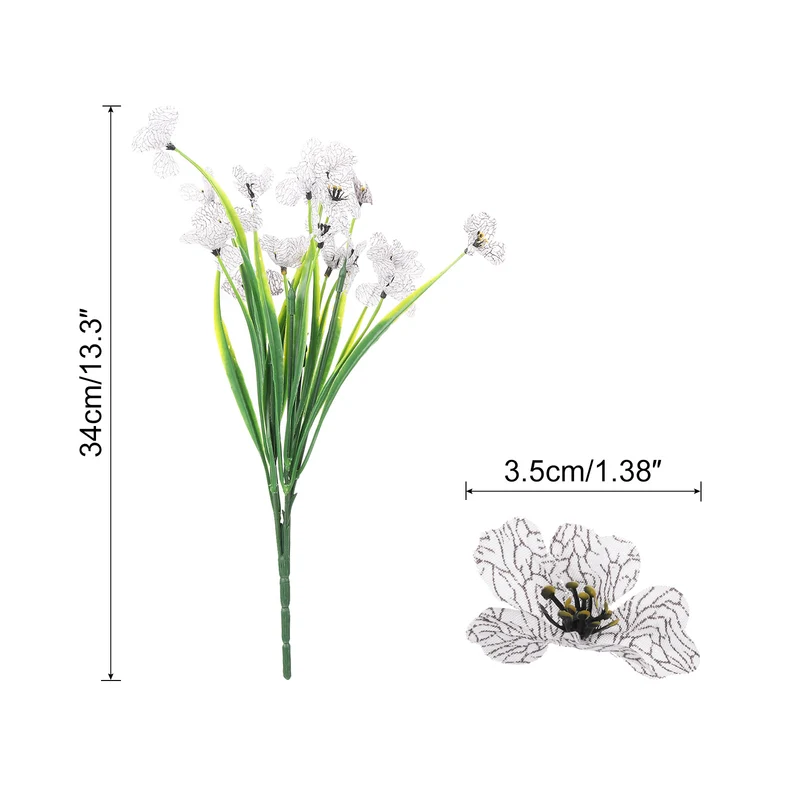 Artificial Flower Heads, Plastic Fake Plants Hydrangea White Faux Flowers 12Pcs