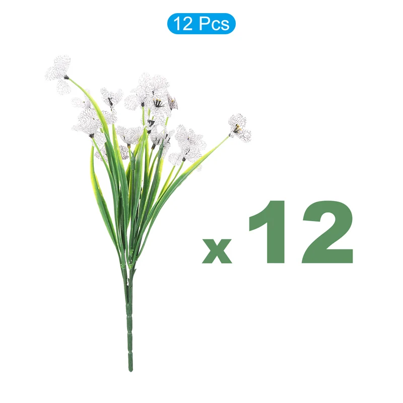 Artificial Flower Heads, Plastic Fake Plants Hydrangea White Faux Flowers 12Pcs